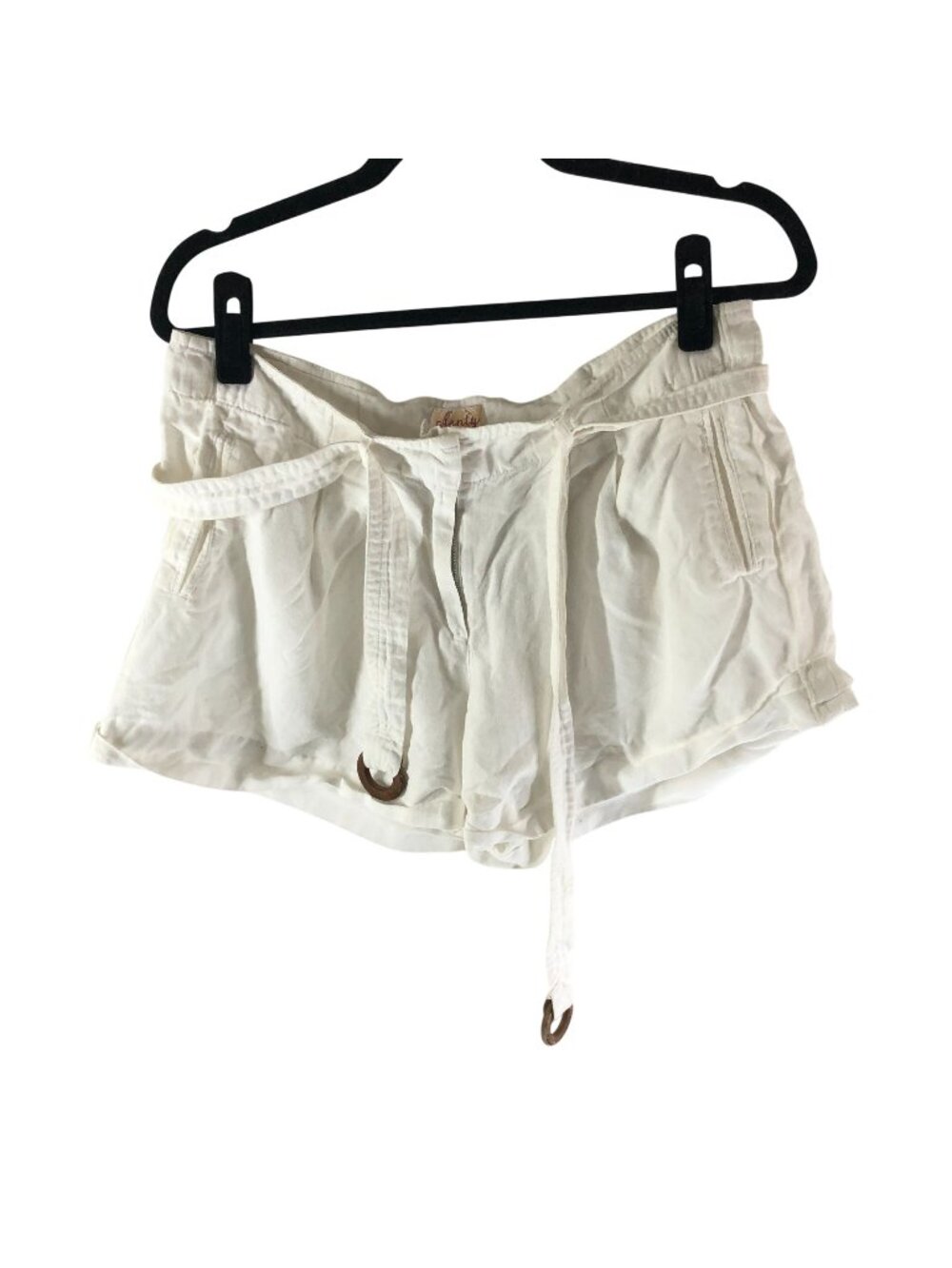 Plenty By Tracy Reese White Linen-Blend Shorts Size 10 Belt Tie & Pockets